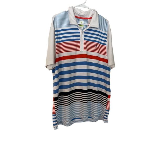 Izod Tour Golf Mens Multicolor Striped Short Sleeved Polo Shirt XL - Picture 1 of 9